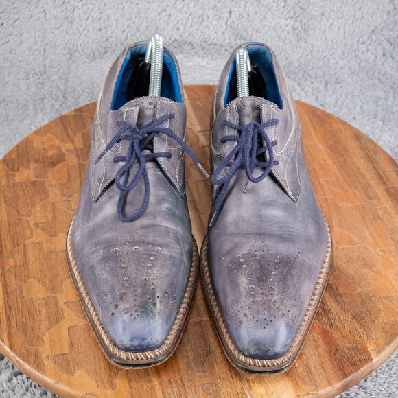 Jose Real Florence Men Size 41 (US 8.5) Wingtip Oxford Black/Bluish Gray Italy - Picture 2 of 7